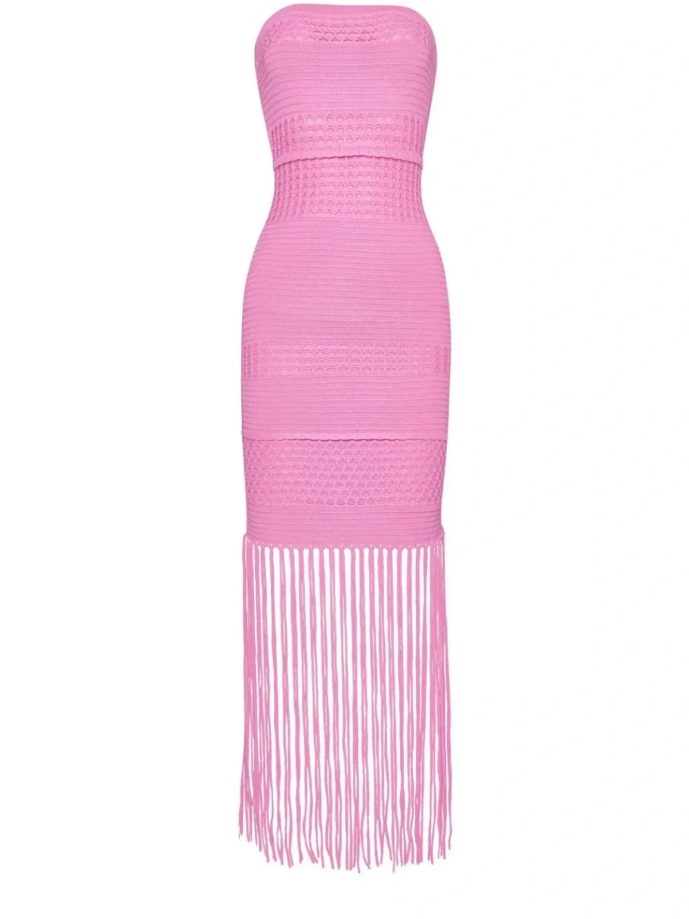 PQ Swim Strapless Pink Crochet Fringe Midi Dress XS/S - Picture 2 of 7